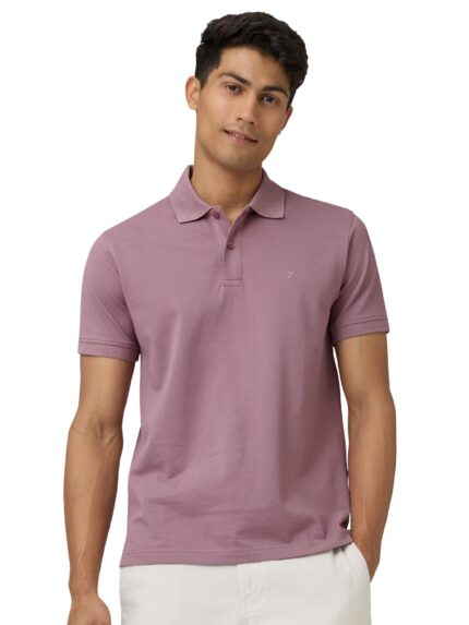 XYXX Men's Cotton Solid Regular Fit T-Shirt (XY_CR14_Polo Tshirt_1_Rose Blush