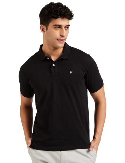 Allen Solly Men's Plain Regular Fit Cotton Polo (AMKP317G04249_Jet Black_XX-Large)